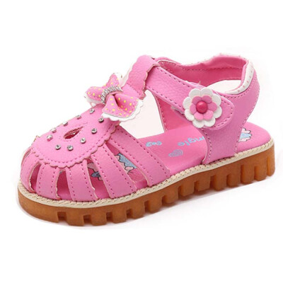 

2016 Kids Girls Fashion Sandals Cute Bow Flower Soft Leather Dress Princess Shoe