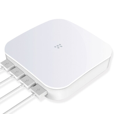 

KK-U1 4-port USB smart charger 4A total output single-port support 21A output multi-port charge head for Apple Android mobile phone tablet charging treasure white