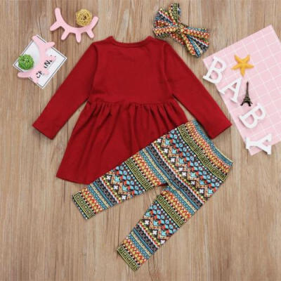 

Thanksgiving Kids Baby Girls Outfit Clothes T-shirt Tops DressLeggings Pants UK