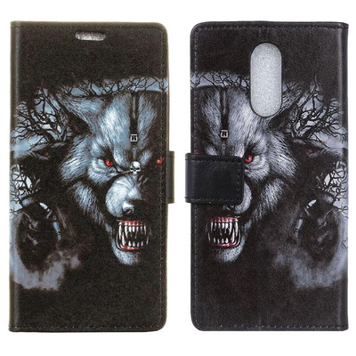 

MOONCASE Alcatel 1c Painted Leather Case - Black Wolf