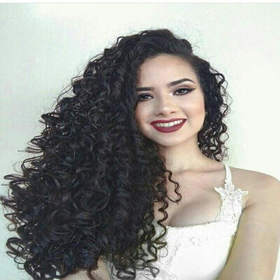 

7senwidLong Deep Curly Wave Virgin Human Hair Wigs Lace Front Wigs Glueless Full Lace Wigs Wigs Natural Color for Black Women