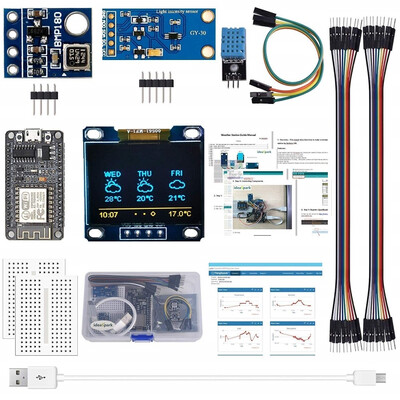 

ESP8266 Weather Station Kit with Temperature Humidity Atmosphetic Pressure Light Sensor 096" OLED IIC for Arduino IDE IoT Starter