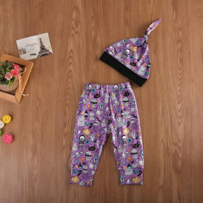 

Halloween Newborn Baby 3Pcs Outfits Pumpkin RomperLong PantsHat Clothes Set