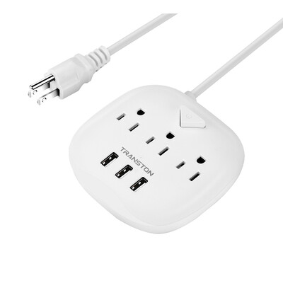 

TRANSTON Power Strip with USB Charger US Sockets Plug 10A 1250W 3 AC Outlet 3 USB Charger Adapter Extension 15M Cable