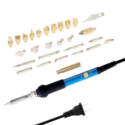 

28PCS 60W Electric Adjustable Temperature Welding Soldering Iron Kit Carving Pyrography Tool Wood Embossing Burning Soldering Pen