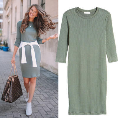 

Sweater Womens Rib-Knitted Cotton Dress Bandage Bodycon Evening Party Slim Dress