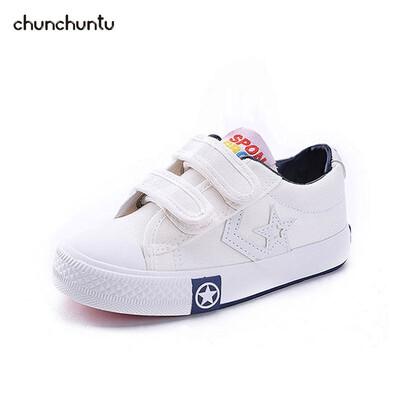 

chunchuntu 2018 Autumn Children Fashion Black Canvas Trainer Baby Girl Brand Sport Sneaker Boy White Casual Trainer 3076