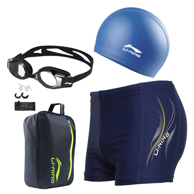 

Li Ning LI-NING Almighty Swimming Pants Goggles Swimming Cap Collection Bag Luxury Package Fashion Atmosphere Swimming Equipment LSJK333 Blue XL