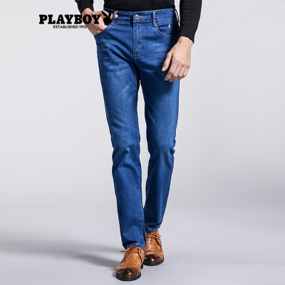 

Playboy PLAYBOY Jeans Mens Young Student Straight Business Casual Slim Pants DH17180188 Denim Blue 35 2 feet 8