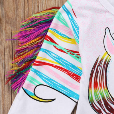 

Casual Toddler Kids Girls Cartoon Unicorn Long Sleeve Tops T-shirt Clothes 1-6T