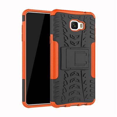 

Fivice Samsung C7 Pro Case TPU anti-fall tire pattern back clip bracket phone case