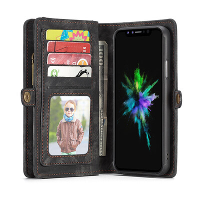 

Applicable iPhoneXS Max Mobile Phone Case Samsung Huawei Multi-function Flip Wallet Mobile Phone Case Black