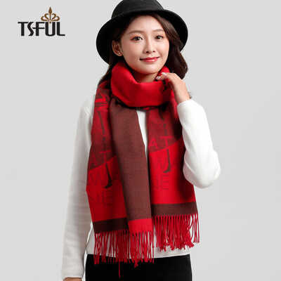 

Tsful scarf student Korean version of the spring&autumn&winter flamingo big shawl warm long thickening scarf sweet fashion trend men&women LS814WJC red