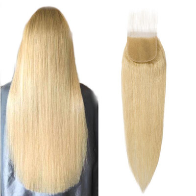 

Blonde Hair Bundles With Lace Closure Free Part Honey Blonde Brazilian Virgin Hair Weave 7A Blonde Human Hair