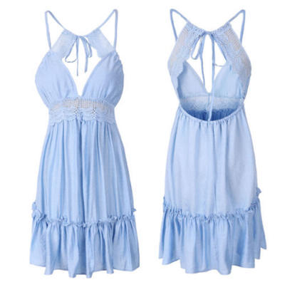 

Women Boho Floral Maxi Long Dress Summer Evening Party Beach Lace Sundress