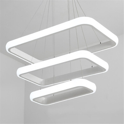 

Baycheer HL487483 Round Corners&Linear Frame Led Chandelier Multi Tier Rectangular White Light LED Chandelier in White