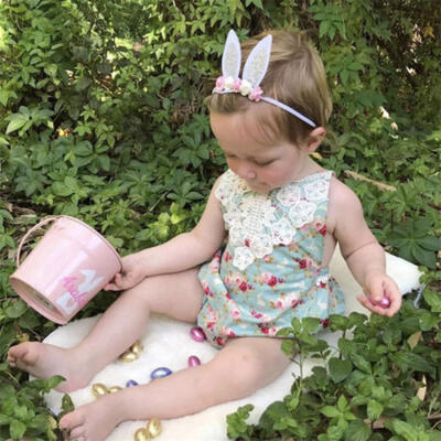 

AUSTOCK Newborn Baby Girl Floral Romper Jumpsuit Bodysuit Headband Outfits Set