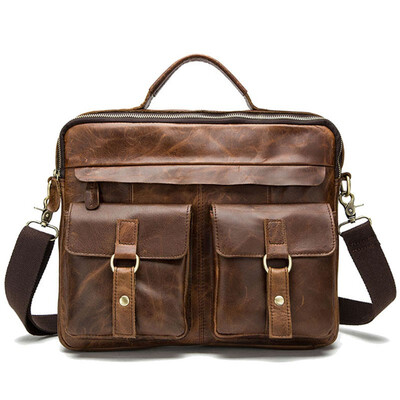

135 Inch Men Vintage Leather Messenger Shoulder Bag Business Laptop Briefcase Handbag Retro Satchel Crossbody Pack