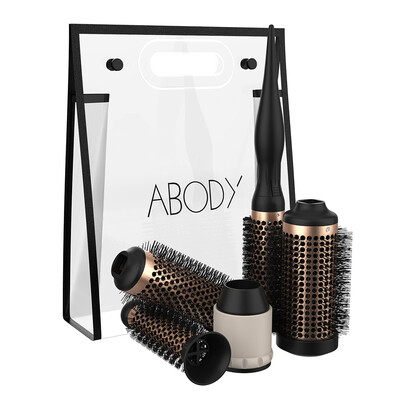 

Abody Ceramic Hair Brush Set Detachable Hairbrush Aluminum Round Brush 4 Size Barrels & 1 Handle Nylon Pins DIY Hairstyle Tool