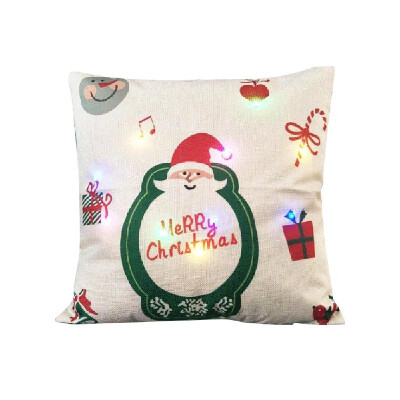 

18 18 inches 45 45cm Linen Colorful LED Light Merry Christmas Cushion Cover Decorative Sofa Car Throw Pillow Case Pillowcase