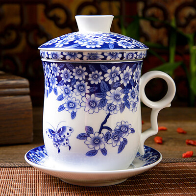 

Jin Xiangyu ceramic cup Dielianhua four cups of milk filter high temperature office cups