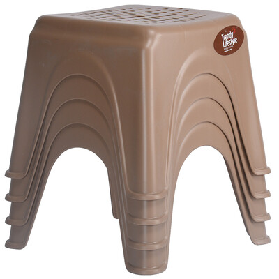 

Citylong thick plastic stool childrens dining small square stool 4 loaded brown 2044