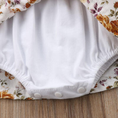 

Canis Newborn Kid Baby Girls Flower Romper Bodysuit Party Princess Dress Clothes