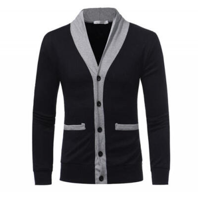 

Fashion Men Long Sleeve V Neck Button Closure Casual Slim Cardigan Sweater Coat