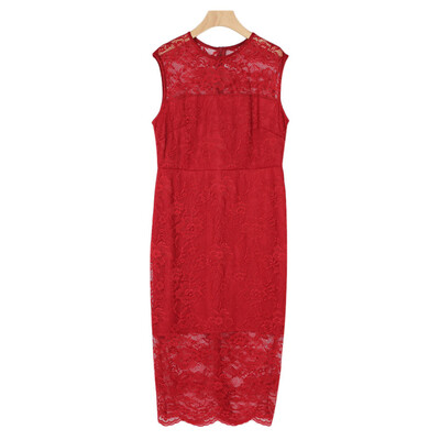 

Sexy Round Collar Sleeveless Lace Spliced Women Bodycon Dress
