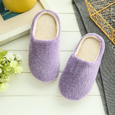 

New Pure Color Soft Plain Slippers Wood Floor Non-slip Silent Mute Cotton Slippers Unisex Type