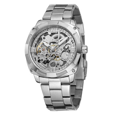 

FORSINING 207-1 Business Men Mechanical Watch Time Display Fashion Casual Stainless Steel Strap Bracelet 3ATM Waterproof Self-Wind