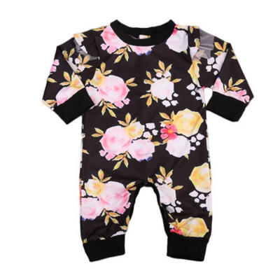 

Kids Baby Girls Infant Romper Long Sleeve Jumpsuit Floral Bodysuit Cotton Outfit