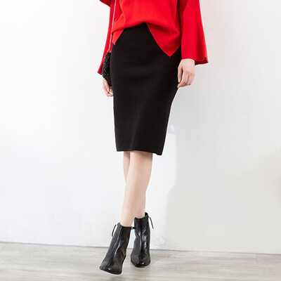 

Canvaus Spring Autumn Women Elegant Casual Skirt Solid Straight Knee-Length Skirts CF8149D