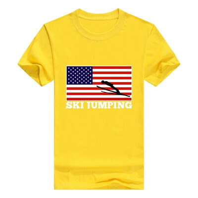 

American Pride Ski Jumping United States Flag Short Sleeve T-Shirt