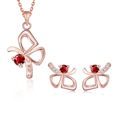 

S085 Fashion 18K environmental alloy anti allergy zircon jewelry set