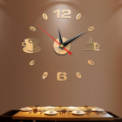 

Home Decor Wall Clock Mirror Surface 3D Acrylic Sticker Bell Accessories