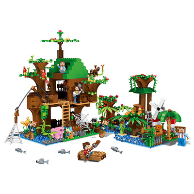 

Mi bloque de construcción de bloques de casa de bosque de DIY mundo ilumina juguetes compatibles con Legoed Minecrafted City