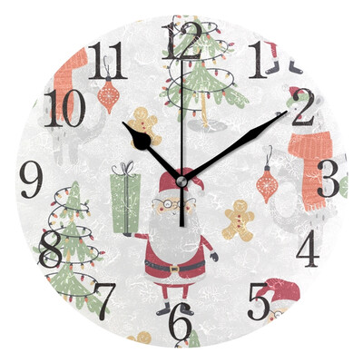 

Wall Clock Arabic Numerals Design Santa Claus Bear Round