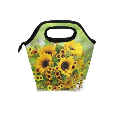 

Lunch Bag Bunch Of Daisies Tote Travel Picnic Insulated Handbags Portable Zipper Lunch Bag Box