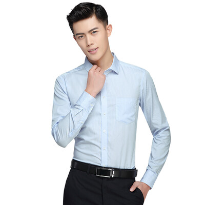 

Red Bean Hodo Shirt Men Business Dressup Простой тонкий свежий хлопчатобумажный хлопчатобумажный костюм с длинным рукавом Светло-голубой 39