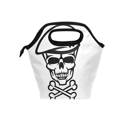 

Lunch Bag Cap Skull Tote Travel Picnic Insulated Handbags Portable Zipper Lunch Bag Box