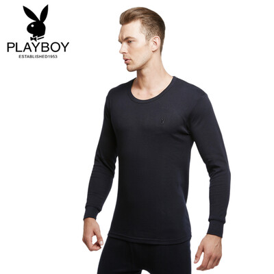 

Playboy Qiuyi Qiuku men&39s cotton base thin section thermal underwear set primer cotton sweater male 7121 Navy blue XL