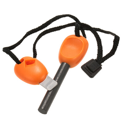 

Outdoor Fire Starter Lighter Flint with Emergency Whistle Survival Kit Portable Camping Tool