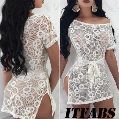 

US Women Summer Beach Dress Lace Crochet Bikini Cover Up Swimwear Bathing Suit