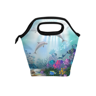 

Lunch Tote Bag Beautiful Sea World Travel Picnic Insulated Lunch Handbags Portable Zipper Lunch Bag Box