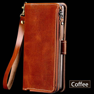 

Leather phone case for iphone 6 6s 7 8 Plus X Xs Max zip phone case flip phone case for 6p 7p 8p Xr case