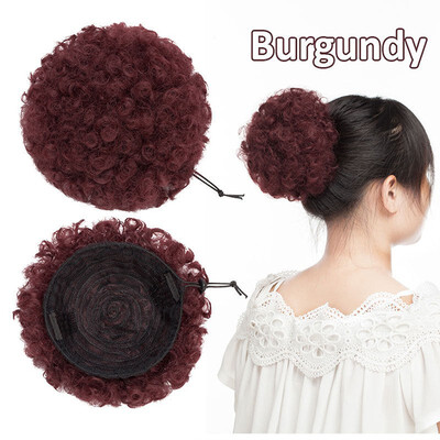 

Afro Bun Extension Puff Ponytail Chignon Hairpiece With Drawstring Afro Kinky Curly Wrap Messy Updo Synthetic For Women