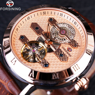 

Forsining Tourbillion Obscure Designer Leather Strap Mens Watch Top Brand Luxury Mechanical Automatic Watch Waterproof Clock Men
