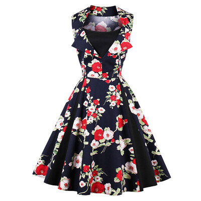 

Vintage Floral Print Fit&Flare Party Dress
