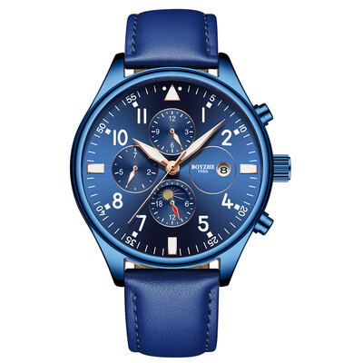 

BOYZHE WL003-P Watch Brand Luminous Waterproof Business Full-automatic Mechanical Men Leather Wrist Watch with Gift Box